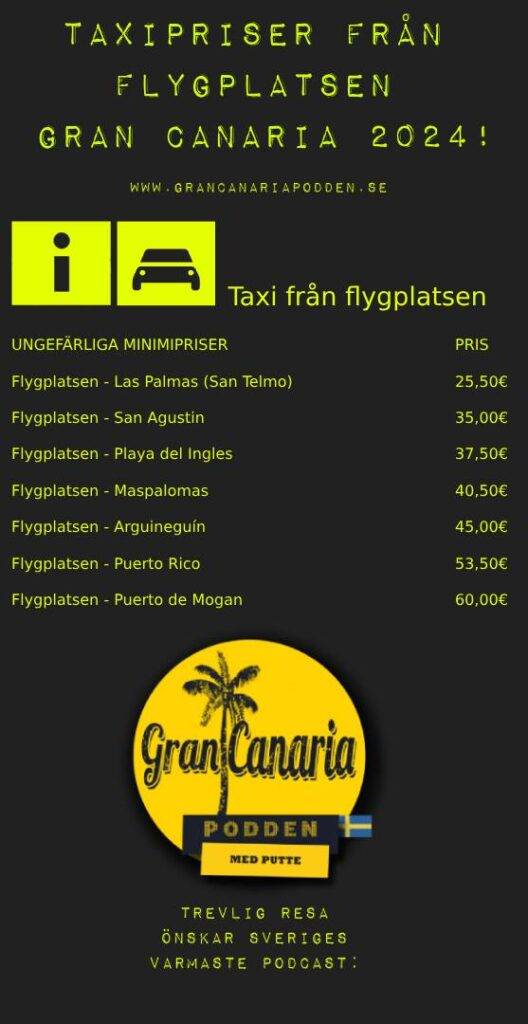 taxipriser från flygplatsen på gran canaria